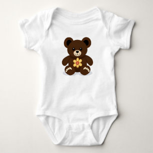 Niedlich Brown Teddy Bear Cartoon Baby Strampler