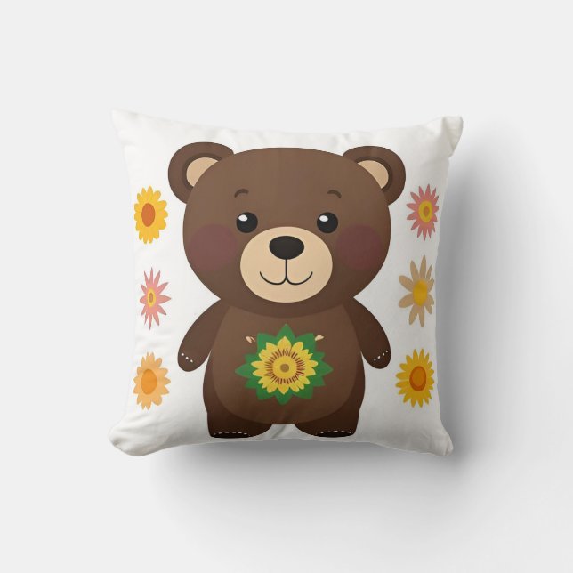 Niedlich Brown Teddy Bear Cartoon Kissen (Vorderseite)