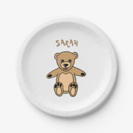 Niedlich Brown Teddy Bear Geburtsname Pappteller