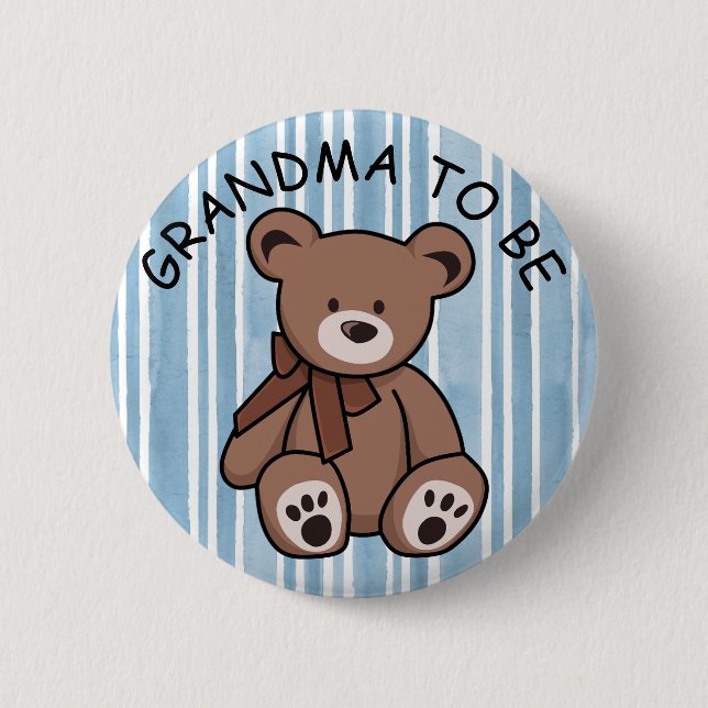 Niedlich Brown Teddy Bear GRANDMA Button (Vorderseite)
