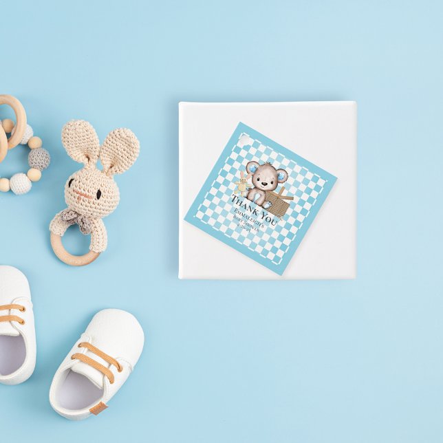 Niedlich Brown Teddy Bear Picnic Baby Dusche Geschenkanhänger (Von Creator hochgeladen)