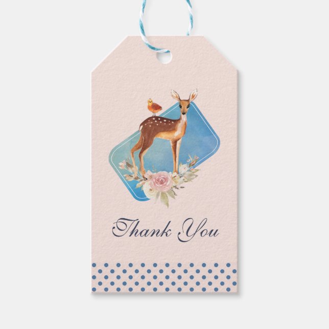 Niedlich Brown Watercolor Hirsch Rustikale Vielen  Geschenkanhänger (Vorderseite)