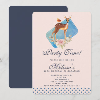 Niedlich Brown Watercolor Hirsche Geburtstagsparty Einladung