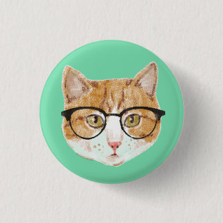 Niedlich Brown & White Cat Tragebrille Button