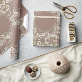 Niedlich Brown White Floral Geschenkpapier