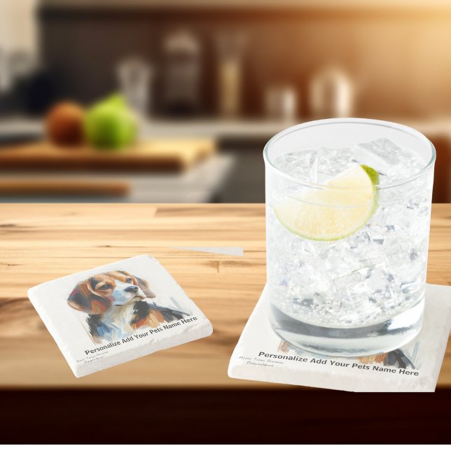 Niedlich Browns Beagle /PERSONALIZE Untersetzer (Personalize this pets owners coaster set)