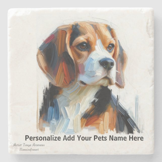 Niedlich Browns Beagle /PERSONALIZE Untersetzer (Vorderseite)