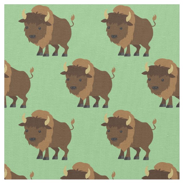 Niedlich Buffalo Bison Cartoon Kinder Stoff (Nahaufnahme)