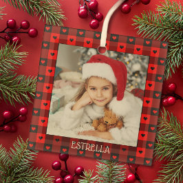 Niedlich Buffalo Kariert Hearts Personalisierte We Ornament Aus Glas