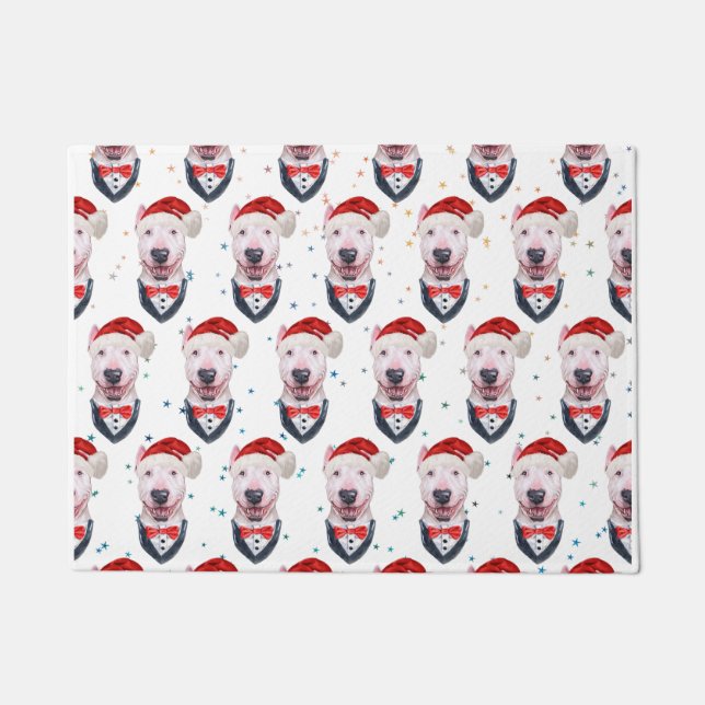 Niedlich Bull Terrier Dog Weihnachtsmuster Fußmatte (Vorderseite)
