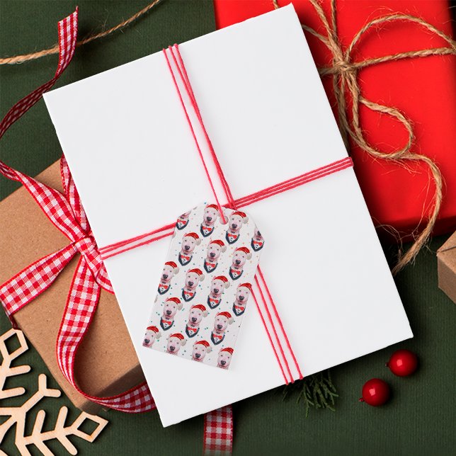 Niedlich Bull Terrier Dog Weihnachtsmuster Geschenkanhänger (Von Creator hochgeladen)