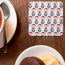 Niedlich Bull Terrier Dog Weihnachtsmuster Rechteckiger Pappuntersetzer