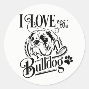 Niedlich Bulldog Welpen Hund - I Liebe My Bulldog  Runder Aufkleber
