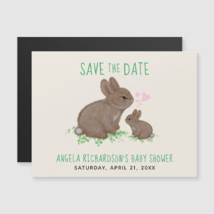 Niedlich Bunnies Hearts Babydusche Save the Date Magneteinladung