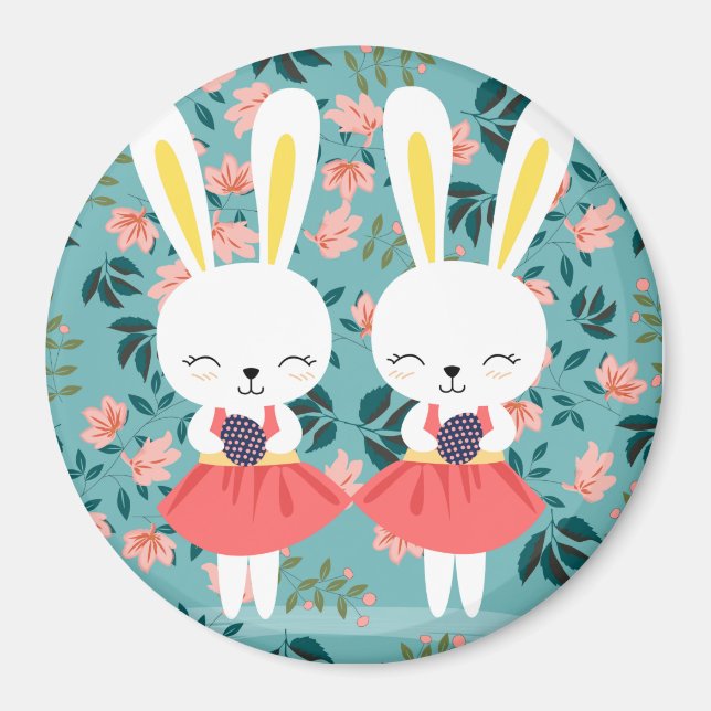 Niedlich Bunnies Magnet (Vorne)