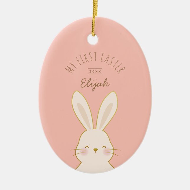 Niedlich Bunnies Personalisiertes Ostern Keramik Ornament (Vorne)