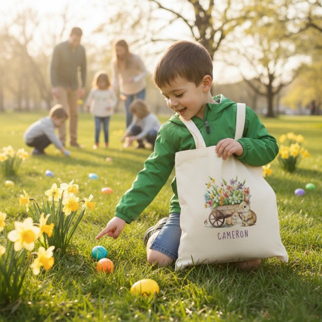 Niedlich Bunnies Personalisiertes Ostern Tragetasche (Cute Bunnies Personalized Easter Tote Bag)