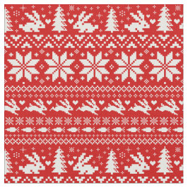 Niedlich Bunnies Weihnachtsgeschmack Rot & Weiß Stoff