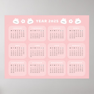 Niedlich Bunny 2025 Kalenderposter Poster