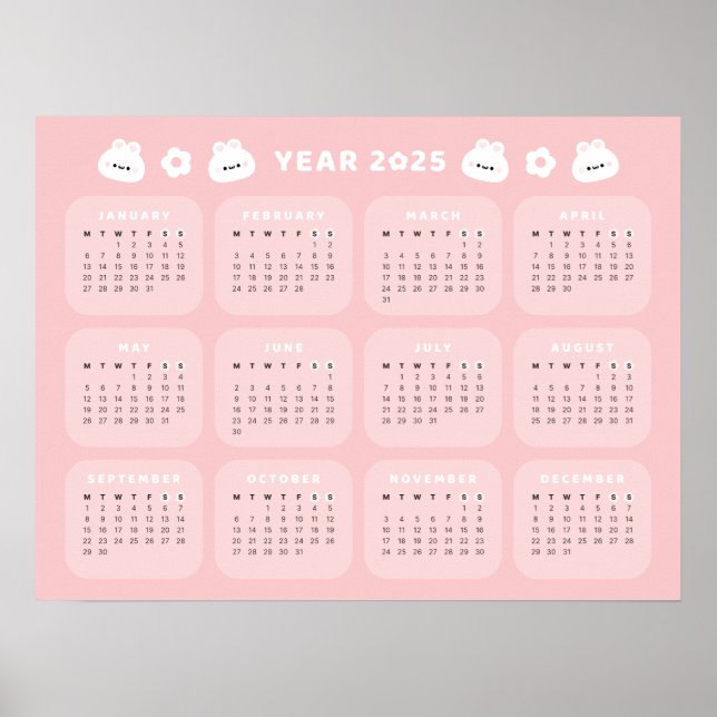 Niedlich Bunny 2025 Kalenderposter Poster (Vorne)