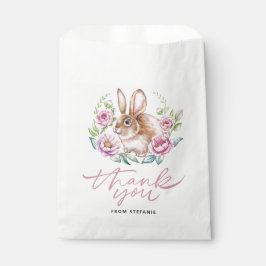 Niedlich Bunny and Pink Blume Kinderdusche Danke Geschenktütchen
