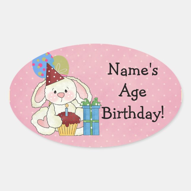 Niedlich Bunny Birthday Stickers (Vorderseite)