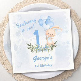 Niedlich Bunny Blue 1. Geburtstag Junge Grüner Frü Serviette
