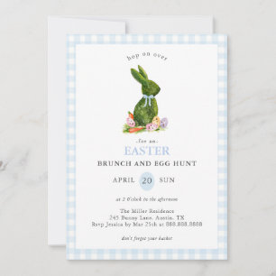 Niedlich Bunny blue Gingham Osterbrunch und Eierja Einladung