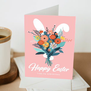 Niedlich Bunny Bouquet Osterfest Feiertagskarte