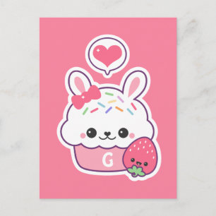 Niedlich Bunny Cupcake Monogramm Postkarte