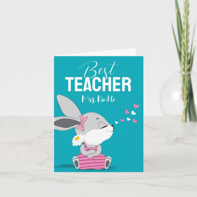 Niedlich Bunny Danke, dass Sie eine Lehrerkarte er Karte (Vorderseite)