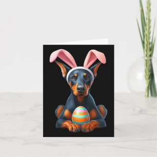Niedlich Bunny Doberman Pinscher Hund Osterfest Um Karte
