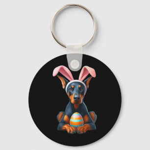 Niedlich Bunny Doberman Pinscher Hund Osterfest Um Schlüsselanhänger