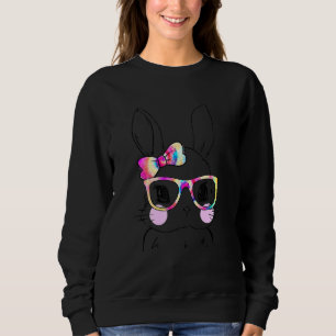 Niedlich Bunny Face Gefärbte Krawatte Bow Krawatte Sweatshirt