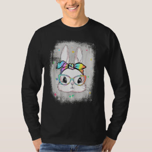 Niedlich Bunny Face Gefärbte Krawatte Brillen Head T-Shirt