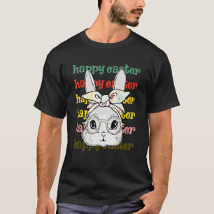Niedlich Bunny Face Gefärbte Krawatte Brillen Head T-Shirt
