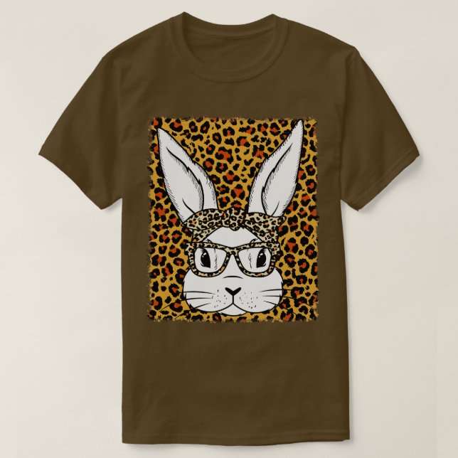 Niedlich Bunny Face Glasses Leopard gebleicht T-Shirt (Design vorne)