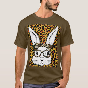 Niedlich Bunny Face Glasses Leopard gebleicht T-Shirt