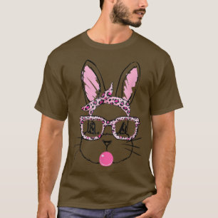 Niedlich Bunny Face Leopard Brille Blow Bubble Hap T-Shirt