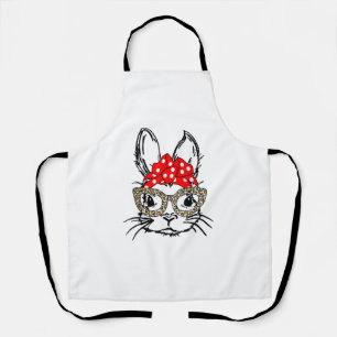 Niedlich Bunny Face Leopard Print Red Bandana Rabb Schürze