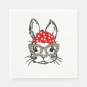 Niedlich Bunny Face Leopard Print Red Bandana Rabb Serviette