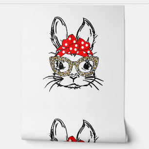 Niedlich Bunny Face Leopard Print Red Bandana Rabb Tapete