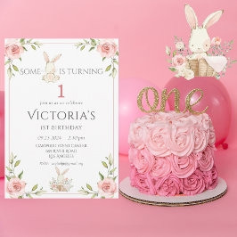 Niedlich Bunny First 1. Geburtstag Party Einladung