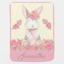 Niedlich Bunny Floral Boho Pink Personalisiert