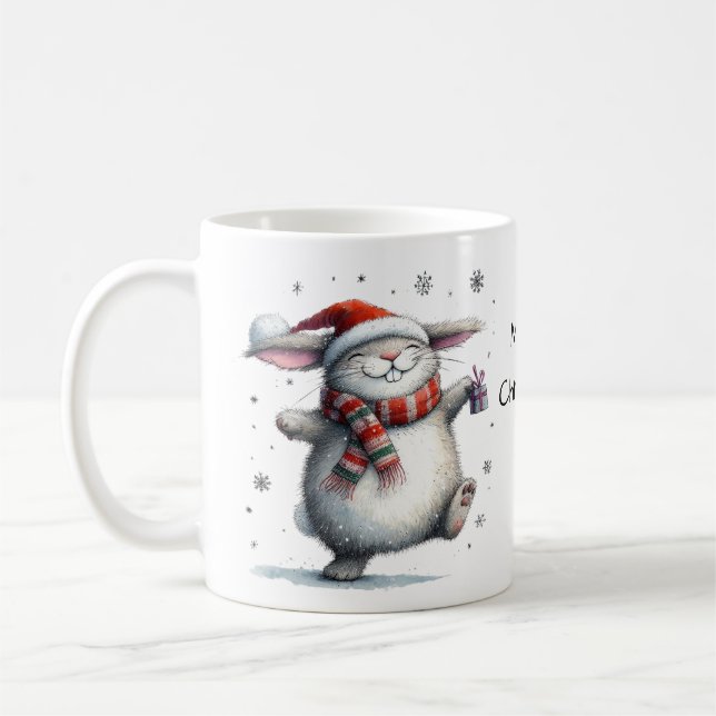 Niedlich Bunny Frohe Weihnachten Kaffeetasse (Links)
