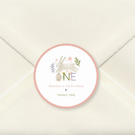 Niedlich Bunny Girl 1. Geburtstag Danke Runder Aufkleber