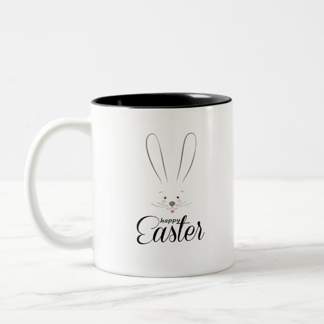 NIEDLICH BUNNY HAPPY EASTER HOLIDAY PARTY Trendy Zweifarbige Tasse (Links)