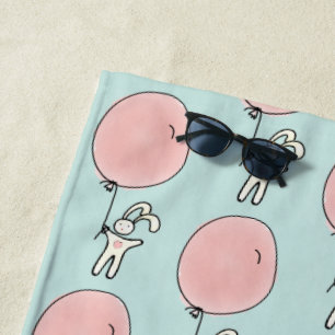 Niedlich Bunny Holding a Balloon Strandtuch