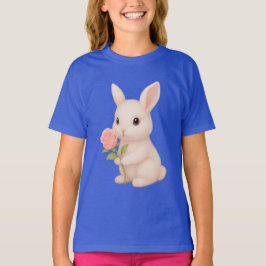 Niedlich Bunny Holding Blume Girls' T - Shirt