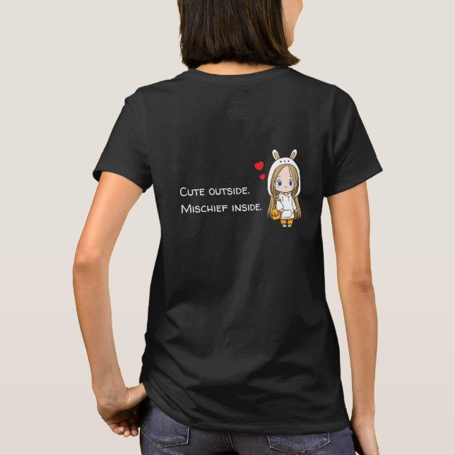 Niedlich Bunny Hood Girl T - Shirt (Rückseite)